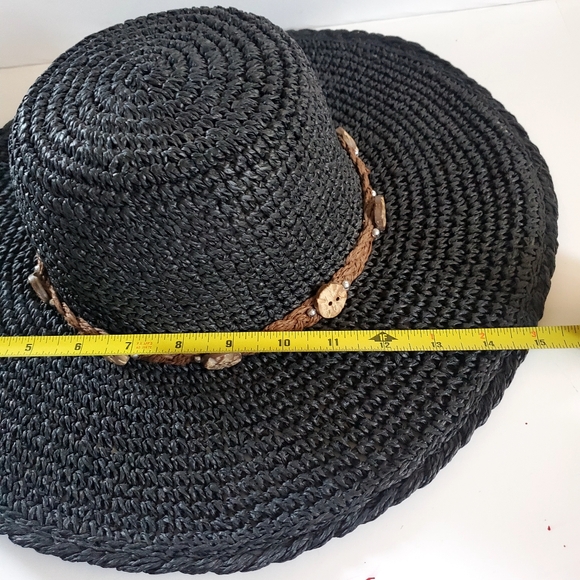Tropical Trends Black Woven Sun Hat with Brown Band - Picture 4 of 5